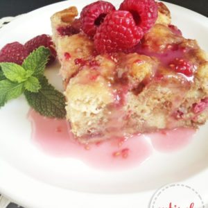 Amazing Raspberry Bread Pudding Recipe {by Aly from Entirely Eventful} thumbnail