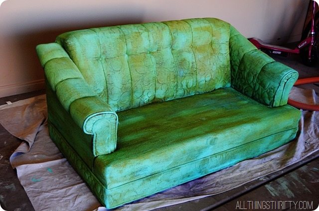 DIY Spray Painted Chair  Painting fabric chairs, Painting fabric  furniture, Painting upholstered furniture