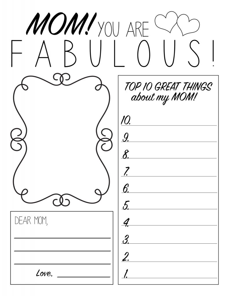 Mother s Day Printable Worksheet All Things Thrifty