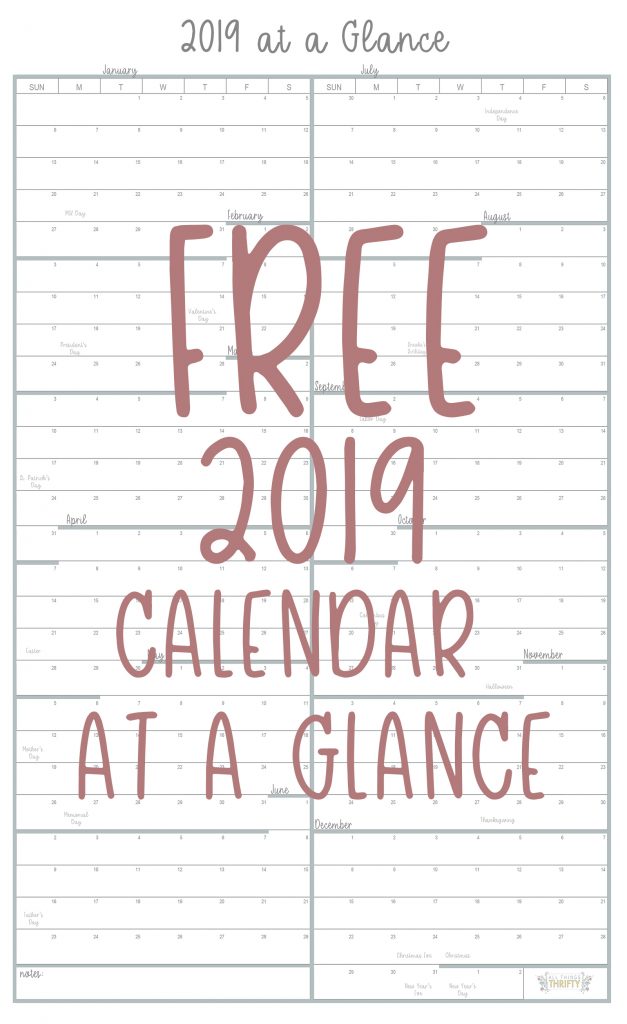 Year At A Glance FREE Printable Calendar